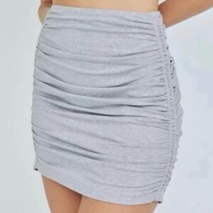 TNA Light Gray Ruched Mini Skirt